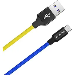 Кабель ColorWay USB - MicroUSB National 2.4А 1м Blue Yellow - мініатюра 3