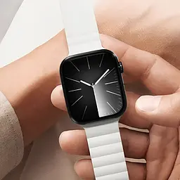 Ремінець BlueO Magnetic Silicone для Apple Watch 42(ser.1-3)/44/45/46/49mm White / Orange - мініатюра 3
