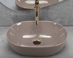 Умивальник Rea Lisa накладний 49x35 см beige shiny REA-U6380 - мініатюра 3