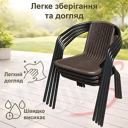 Комплект садових меблів 4Points Avellino-4 прямокутний стіл 130х70х70см стільниця штучне дерево Polywood та 4 стільці - мініатюра 7