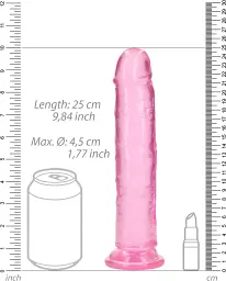 Фалоімітатор RealRock Crystal Clear 9'' 25 см (рожевий) - мініатюра 8