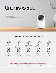 Внутрішня Wi-Fi камера UNIYWELL з поворотом, нічним баченням та аудіо - мініатюра 6