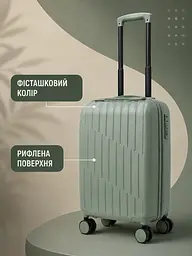 Дорожня валіза на коліщатках 40×30×20 см для ручної поклажі з телескопічною ручкою та кодовим замком, фісташковий (49676350) - мініатюра 5