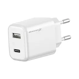 Зарядний пристрій Grand-X Fast Charge 1xUSB-C PD20W + 1xUSB QC4.0 + AFC SCP FCP Black (CH-890)