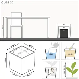 Вазон Lechuza Cube Premium 30/30/30 білий (16460) - мініатюра 3