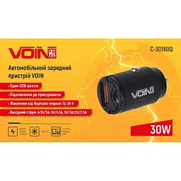 Автомобільний зарядний пристрій Voin 30W, 1USB QC4.0 12/24V (C-30160Q) - мініатюра 4