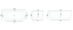 Ванна акрилова пристінна Rea Veneta 170x80 white REA-W0254, Білий - мініатюра 5