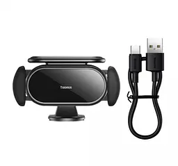Автомобільний тримач холдер Baseus Steel Cannon pro Solar Electric Car Mount SUGP010001 Black - мініатюра 4