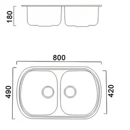 Мийка кухонна HAIBA 80x49 DOUBLE decor (HB0572) - мініатюра 2