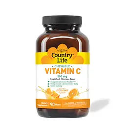 Вітаміни та мінерали Country Life Vitamin C 500 mg, 90 жувальних таблеток - Апельсин