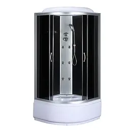 Душовий бокс з гідромасажем Mixxus Strong SBH01-90x90x215-GR Satin з високим піддоном MI6889, Хром матовый, тонований, хром матовий