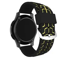 Силіконовий ремінець Primo Splint для годинника Huawei Watch GT 2/GT Active 46 мм Black Yellow - мініатюра 2