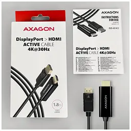 Кабель мультимедійний Axagon HDMI M - DisplayPort M 4K 30Hz чорний 1.8 м (RVD-HI14C2) - мініатюра 6