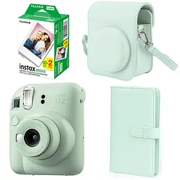Набор камера Fujifilm Instax Mini 12, Фотобумага 20шт, Чехол, Фотоальбом 108 фото Зеленый