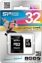 Карта пам'яті Silicon Power microSDHC class 10 SD adapter 32Gb