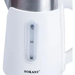 Електрочайник з обертанням на 360° Sokany SK-0808B дисковий із фільтром 1л 1200 Вт Білий - мініатюра 3