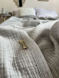 Покривало Zeintex Heaven муслінове бавовняне світло-сіре 210х230 см - мініатюра 6