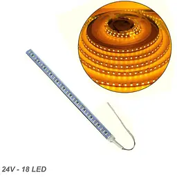 Стрічка діодна алюміній 24V - 25 см - 1А 18LED - у силіконі ефект суцільної стрічки Жовте світло (5630)