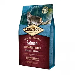 Сухий корм Carnilove Cat Salmon Sensitive & LongHair 2 кг з лососем для дорослих кішок з чутливим - мініатюра 2