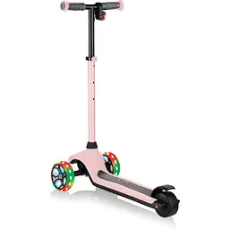 Електросамокат Globber E-Motion 4 колеса з підсвіткою, 50 кг, 3 колеса, пастельно-рожевий - мініатюра 2