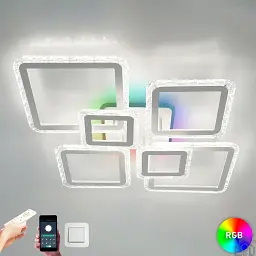 Смарт люстра керована світлодіодна OVAL ICE RGB 7S 120 Вт SMART 960x750x110 мм Біла ESLLSE