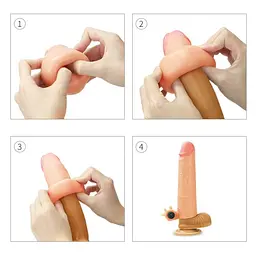 Вібронасадка на член - Revolutionary Silicone Nature Extender Add 2" Flesh - мініатюра 3
