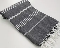 Рушник пештемаль Turkey Towel 100х180 см легкий великий для пляжу басейну бані сауни підстилка на дачу пікнік природу відпустку море полоса антрацит - мініатюра 2