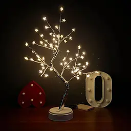 LED настільна лампа Сріблясте дерево з листям XPRO NNG-08 USB + батарейки AA 3 шт. тепле світло (44900-NNG-08_322) - мініатюра 2