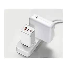 Зарядний пристрій Baseus 2xUSB-C 65 Вт + 1xUSB GaN + кабель USB-C — USB-C 100 Вт 1.0 м білий (CCGP120202) - мініатюра 9