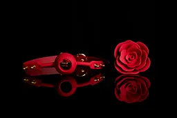 Кляп у формі троянди Zalo Upko Rose Ball Gag Red Straps (червоний) - мініатюра 3