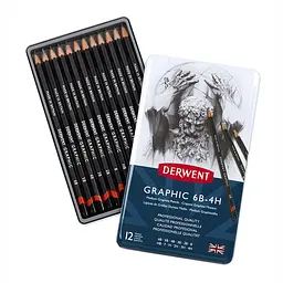 Графітні олівці Graphic Hard 12 шт. Derwent (5010255716590) - мініатюра 2
