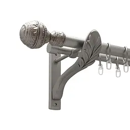Карниз Orvit Арабеска металевий дворядний ретро гладка труба кільце металеве Сатин 25\19 мм 200 см (00-00011252)