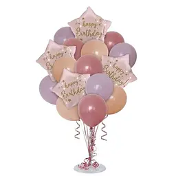 Набір надувних фольгованих кульок Happy Birthday декоративні для свят 12 шт Рожеві