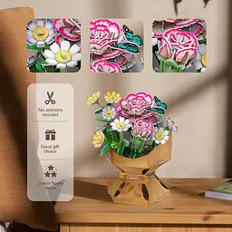 Тривимірна головоломка-конструктор Cubic Fun Flower Bouquet Carnation Букет квітів Гвоздики (W3300h) - мініатюра 3