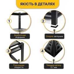 Стелаж з металевими полицями LEOBRO 152 х 70 х 30 см, 175кг/полиця, 4 полиці (LB-R126) - мініатюра 6