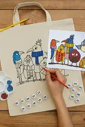 Набір екосумка-розмальовка „Funny Birds“ бавовна 220 г/м2 38х42см ROSA Talent [CD]