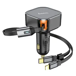 АЗП Hoco NZ13 Clever PD30W + висувний кабель Type-C and Lightning Black - мініатюра 2