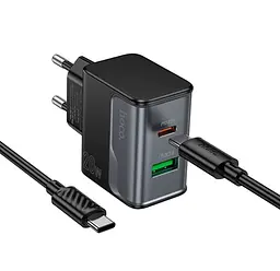 СЗУ Hoco CS71A Star Speed PD20W+QC3.0 charger set(Type-C to Type-C)(EU) Black