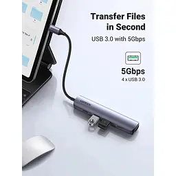 Концентратор Ugreen USB-C to 4xUSB 3.0 + HDMI CM417 gray (20197) - мініатюра 8