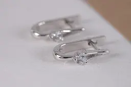 Сережки з білого золота з діамантами S-0071 - мініатюра 2