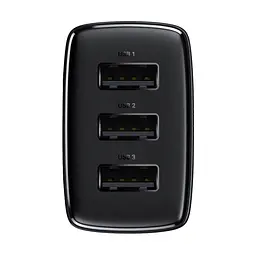 Зарядний пристрій Baseus Compact, 3xUSB-A, чорний (CCXJ020101) - мініатюра 3