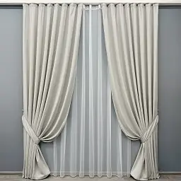 Комплект штор з тюлем VR-Textil Мікровелюр Petek, тауп з білим, 2 штори 200×270 см + тюль 500×270 см, арт. 71-156/6