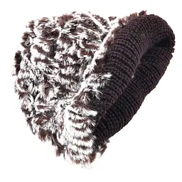 Шапка хутряна жіноча, кавова - мініатюра 2