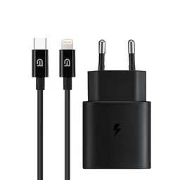 Зарядний пристрій для смартфона та планшета, AR-TA800 25W Black з портом USB-C та кабелем USB-C to Lightning в комплекті, підтримка Fast Charge, швидка зарядка для iPhone та iPad, ArmorStandart (ARM77721)