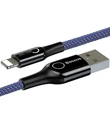 Кабель Baseus C-shaped Light Intelligent power-off Cable Lightning – USB 2.4A 1m CALCD-03 Blue - мініатюра 2