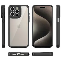 TPU чохол Transparent + Colour 1,5mm для Apple iPhone 15 Pro (6.1) Black - мініатюра 2
