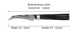 Ніж для чищення овочів Damascus DK-AK 3008 AUS-10 9 см Дамаська сталь 73 шарів - мініатюра 2