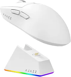 Мышка беспроводная AJAZZ AJ139 V2 MC Мышь компьютерная с Зарядной док-станцией / 2.4G / Bluetooth / USB White (19577)