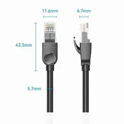 Патч-корд 3м, UTP cat 6 RJ-45 black Vention (IBNBI) - мініатюра 8