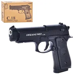 Іграшковий пістолет для страйкболу Airsoft Gun C.18 реалістична ігрова модель Чорний